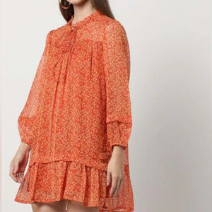 rio Floral Orange Dress shift dress size medium